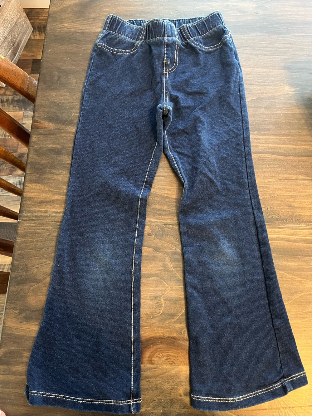 Cat & Jack Girls Dark Blue Elastic-Waist Flare Jeans